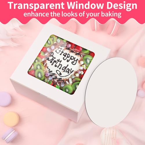 WINKIO 10 in Cake Box with Board, Cake Carrier Holder Container - size: 10×10×5 in, cake box and board, 8pcs