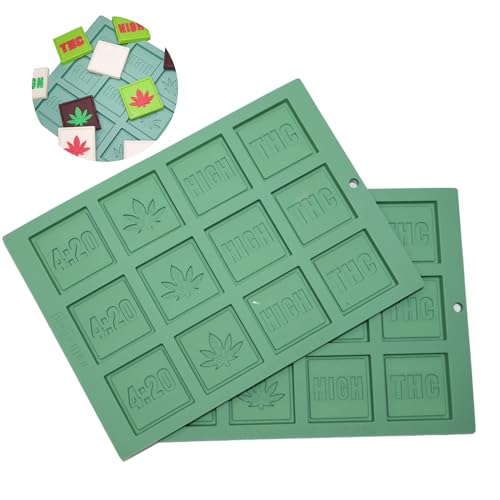 HELLO HIGH 420 Leaf Silicone Gummy & Candy Mold, 2-Pack, 24 Cavities