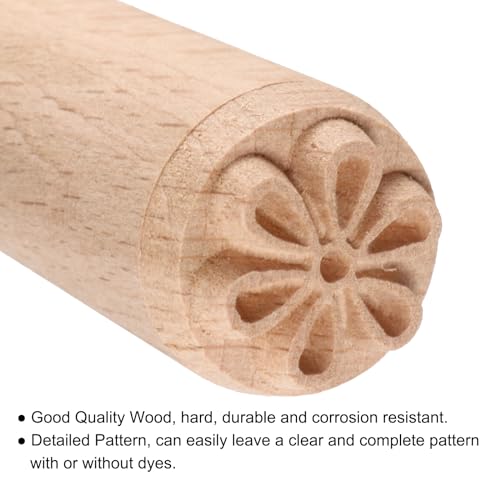 HARFINGTON Wood Pottery Tools Stamps 0.8" Dia 2" L Wood Block Print Stamps