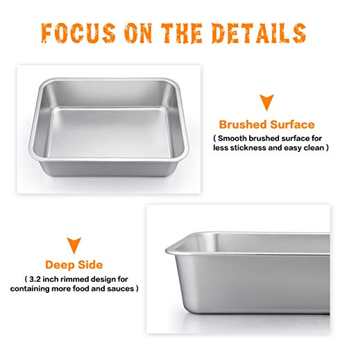 P&P CHEF Stainless Steel Lasagna Pan, Rectangular Baking Pan 12.7" Lx3.2 H - size: 12.7" L x 3.2" H