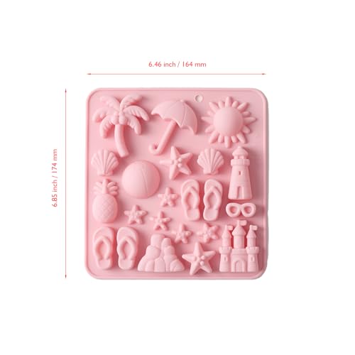 2Pcs Pink Silicone Molds for Candy Chocolate Beach Theme Ocean Starfish Shells Baking Ice Cube Mould for Tropical Party - color: Pink