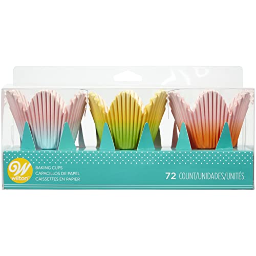 Wilton Ombre Flower Petal Cupcake Liners, Pastel Baking Cups for Easter, Weddings, Baby Showers & Spring Desserts, 72-Count
