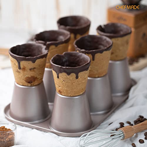 CHEFMADE Muffin Cake Pan, 6-Cavity Non-Stick Jumbo Cupcake Pan Bakeware for Oven Baking (Champagne Gold) - size: 06 - Jumbo 6 Cups
