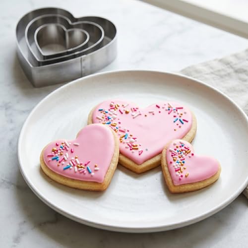 Large Heart Cookie Cutter Set-4/6/8 Inch Heart Cake Mold Ring Pancake Mold Valentine Day Gift Stainless Steel