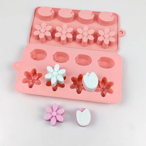 Flower Chocolate Molds 3pcs Tulip Silicone Candy Molds For Ice Cube Resin Soap Cupcake Decoration - size: Tulip Flower