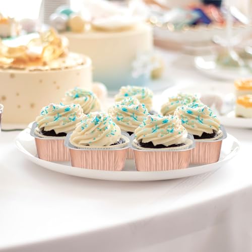 Skylety 100 Pcs 5oz Mini Square Cake Pans with Lids, Champagne - color: Champagne