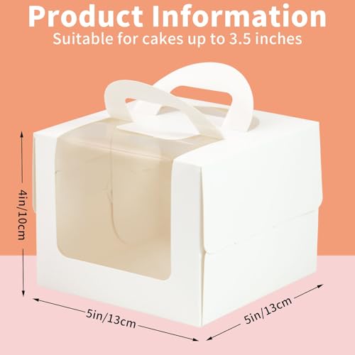 40 Pack 5x5x4 Inch Cake Boxes with Handles & Window