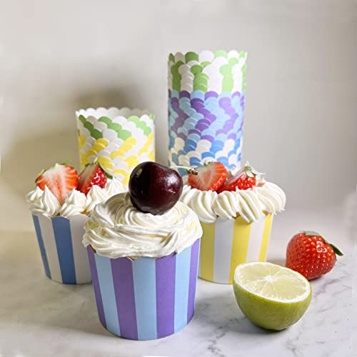 100pcs Random Colorful Premium Greaseproof Cupcake Paper Liners No Muffin Pan Needed Cupcakes Papers - color: Style 1, size: 100Pcs