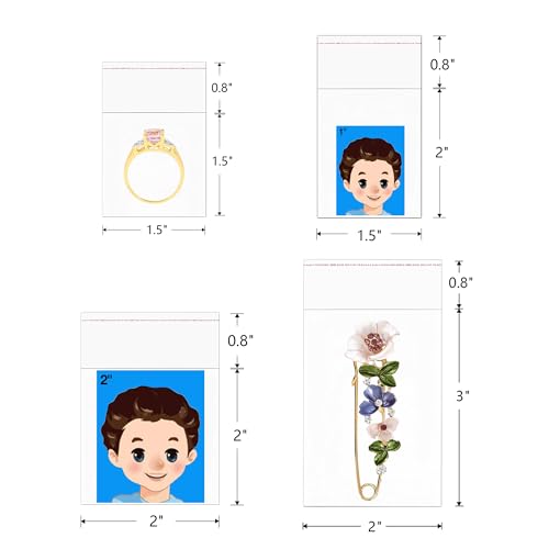 Self Sealing Square Cellophane Bags 2"x2" 1000pcs Clear Resealable Cello Bag 1Mil Tiny Plastic Self Adhesive Baggies for Photos Coins Buttons Pills Screws - color: 2x2''