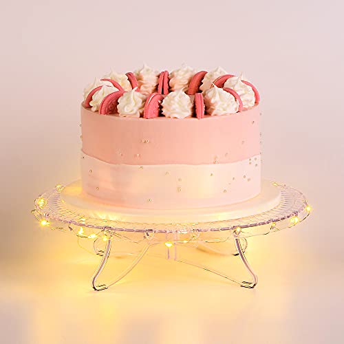 NWK 12inch Clear Round Cake Stand with String Lights