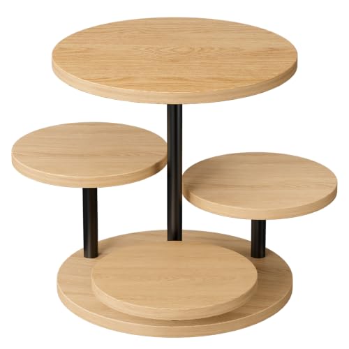 Cake Stand for 50 Cupcakes 360°Rotating Wooden Cupcake Display Stand Round Cookie Stands 4 Tiered Tray Stand for Parties Birthday Wedding Baby Shower Afternoon Tea Dessert Table, Oak - color: Oak