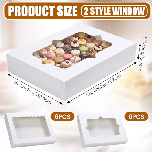 Sinload 24 Pcs Full Sheet Cake Box with Window & Board, White, 27x20x5 Inch - color: White, size: 27x20x5 Inch