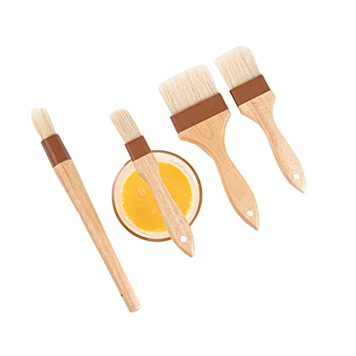 Restaurantware Boar Bristle Wood Pastry Brushes, 4-Piece Set - size: Set