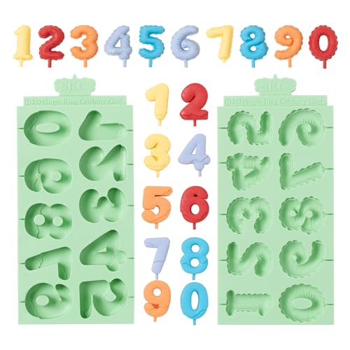 KALAIEN 0-9 Number Silicone Mold, 2 Pack 3D Chocolate Fondant Molds