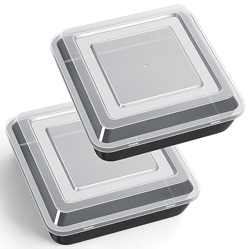 P&P CHEF 9 x 9 Inch Baking Pan with Lid, Nonstick Square Cake Pans - 4Pcs - size: 9 x 9 Inch
