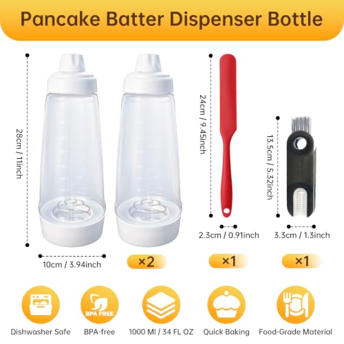 Pancake Batter Dispenser Bottle,34oz,BPA-Free Dishwasher-Safe - size: 2 Batter Dispenser