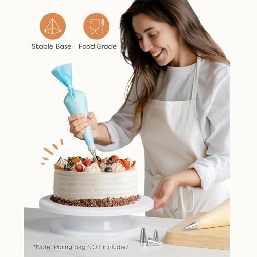 2 PCS Baking Supplies Cake Stand, 11 Inch Cake Decorating Supplies Rotating Stand, for Kitchen Cake Baking (White) - size: 2 PCS