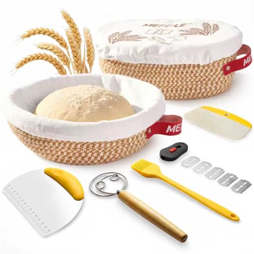 Sourdough Banneton Starter Kit,10" Round&11" Oval Bread Proofing Baskets - color: Cotton Oval & Round Basket Set