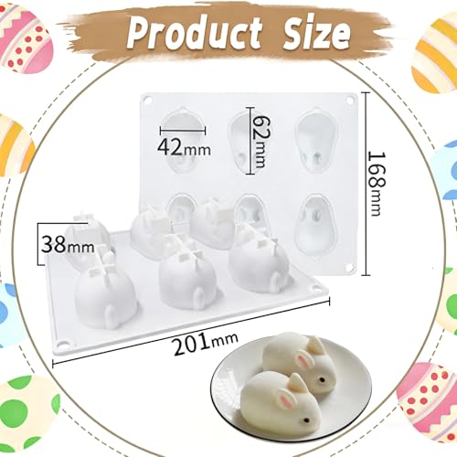 Silicone Easter Mousse Cake Mold Nonstick Baking Chocolate Jelly Pudding Molds for Easter Birthday Ice Cream Loaf Muffin Candy Pie Bread Soap (Little Rabbit 6 Cavities) - color: Little Rabbit 6 Cavities