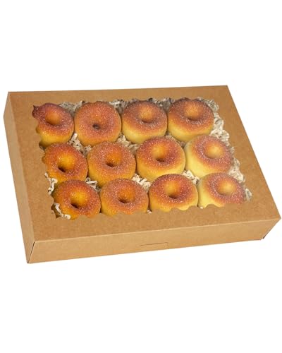 qiqee Auto-pop up Cookie Box with Window 14"x10"x2.5" 40Pcs Brown - size: 14"x10"2.5"/40pcs