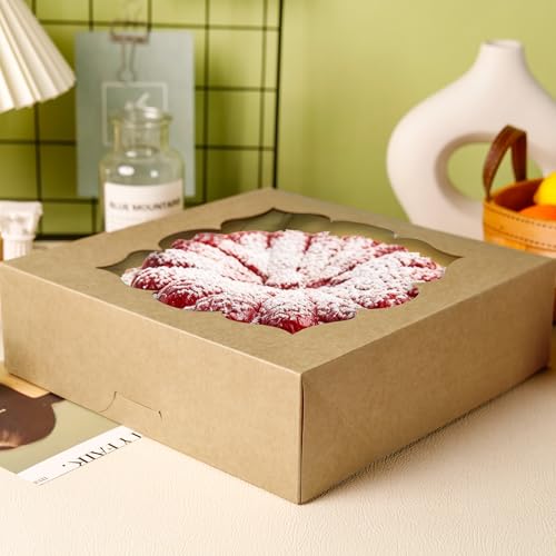 NPLUX 30 Pack Halloween Bakery Boxes,10x10x3inch Pie Boxes for Farm Markets - color: Brown