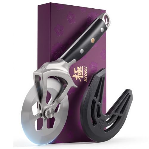 KYOKU 4in Pizza Cutter, Detachable High Carbon Steel Wheel with Blade Cover - size: Pizza Cutter with Blade Cover