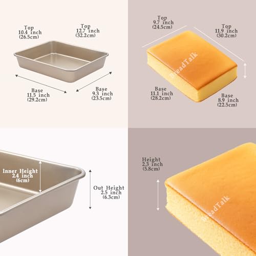 12 x 10-Inch Baking Pan Set, 2.5-Inch Deep Nonstick Carbon Steel, 2 Pack - size: 12.5″ X 10.5″ Rectangle