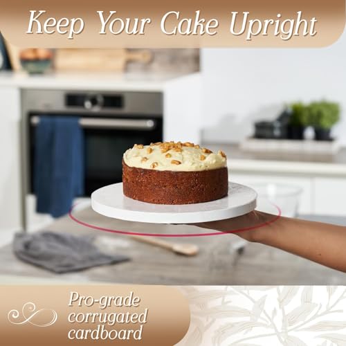 Cakebon Cake Boards 8" White Round Cake Drums 1/2" Thick Smooth Edge 1Pack - color: White (Smooth Edge), size: 8 Inch