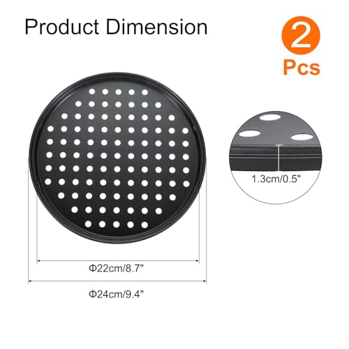 uxcell 2Pcs Pizza Pan with Holes, 9.4" Non-Stick Pizza Tray for Oven Perforated Pizza Baking Pans Pizza Bakeware for Home Restaurant Kitchen Baking, Black - size: 9.4"