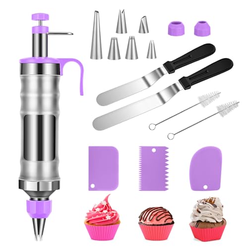 Dessert Decorating Syringe Set, Frosting Piping Kit Stainless Steels - color: Purple