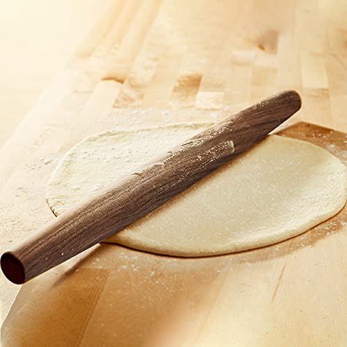 French Rolling Pin (17 Inches) –WoodenRoll Pin for Fondant, Pie Crust, Cookie, Pastry, Dough –Tapered Design & Smooth Construction - Essential Kitchen Utensil,Walnut Wood - style: Walnut Wood Rolling Pin