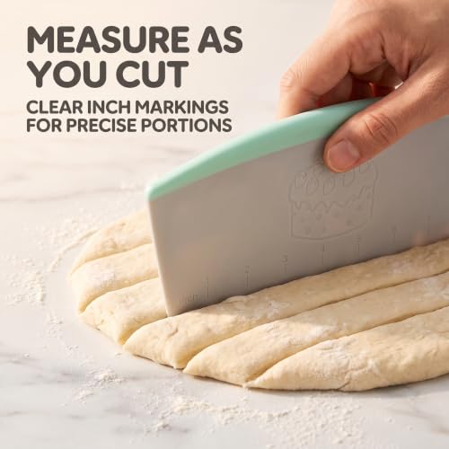 Plastic Pastry Bench Scraper Chopper Cake Cutter with Measuring Scale Multipurpose Kitchen Gadget Pizza Cutters for Cooking Baking Bread and Pizza Dough Kitchen and Dining