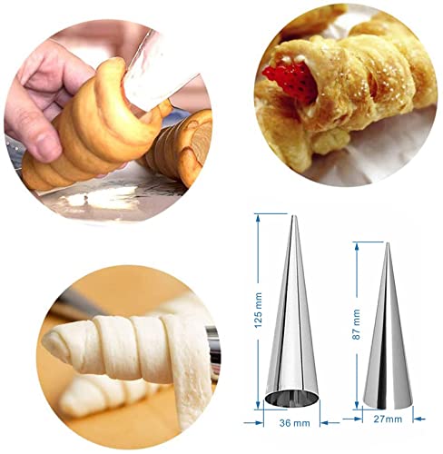Joyeee 10 Pack Cream Horn Molds - Small & Large, 5 Inch & 3.4 Inch Cream Horn Cones for Breakfast, Tea & Parties - color: #10 10pcs large cone + 10pcs small cone
