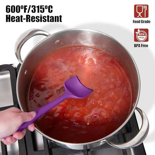 Doosu 600°F Heat Resistant Silicone Spatula Scrapers (Set of 4, Multi-5) - color: Multicolor 8, size: Set of 4