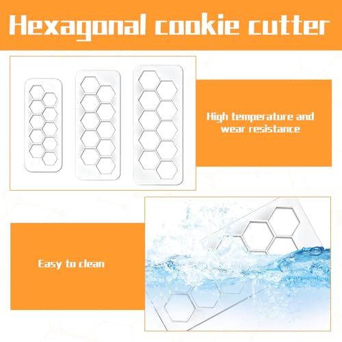 Hexagon Cookie Cutter Set,3 PCS Stainless Steel Football Cookie Cutters,Football Cake Cutters,Hexagon Cutters for Football Cake Decorations,Fondant Cutter for Baking,Party Supplies and Crafts