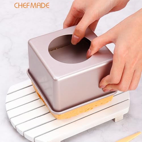 CHEFMADE Square Cake Pan, 5-Inch Deep Dish with Removable Loose Bottom Non-Stick Square Bakeware for Oven Baking (Gold) - size: 5" Square 2 Part