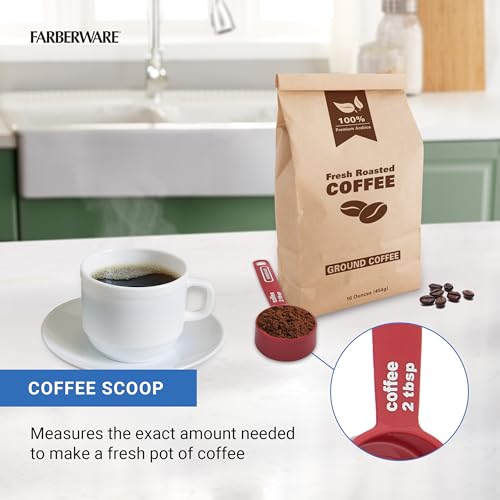 FARBERWARE 5-Piece Measuring Cup Set with Coffee Scoop, Durable Plastic Nesting Measuring Cups with Easy-Read Markings, BPA-Free, Dishwasher Safe - style: Cups