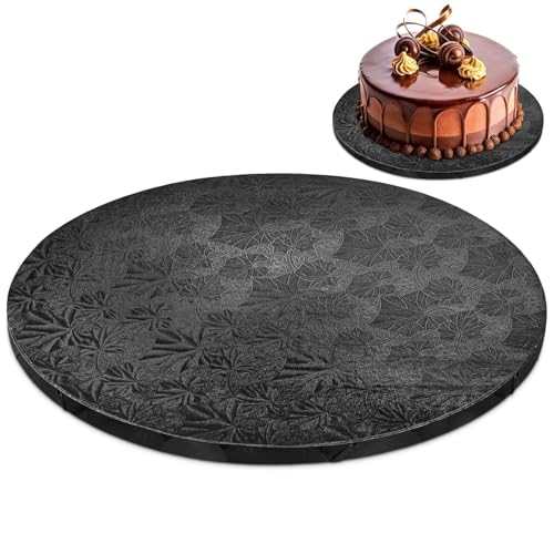 Black Cake Board 12 Inch, 0.5 Inch Thick, Round Cardboard Base