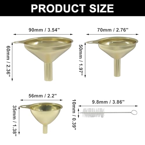 3Pcs Stainless Steel Funnels, Gold