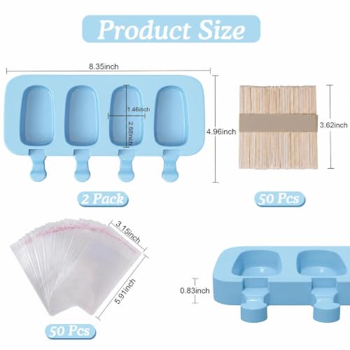 Ozera 2 Pack Silicone Popsicles Molds, Cake Pop Molds, Blue - color: Blue