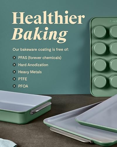 Caraway 5-Piece Non-Stick Ceramic Bakeware Set - color: White, size: 5 Pieces