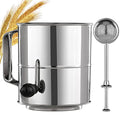 PIQUEBAR Flour Sifter - 5 Cup Fine Mesh Hand Crank Sifter Stainless Steel with Agitator Wire Loop for Baking, Powdered Sugar Duster Set - size: 5 Cup