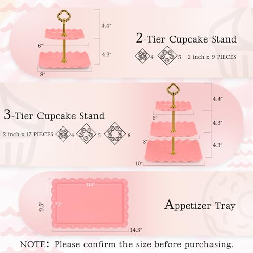NWK 5-Piece Cupcake Stand & Appetizer Trays Set (Square, Pink) - color: Pink