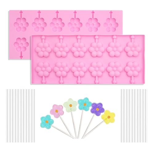 Silicone Lollipop Molds Candy Molds Silicone Sucker Molds Hard Candy Mold & 8 Rounds Nonstick Lollipop Mold With 20 Sticks for Candies,Bread,Jellies,Chocolate,Etc C - color: C