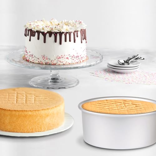 8 x 3 Inch Aluminum Round Cake Pan, 3-Piece Set Cake Baking Pans, Round Layer Cake Baking Pans for Birthday Wedding Home Kitchen DIY Baking Tools, Heavy Sturdy & Healthy, Oven Safe - size: 8 x 3 Inch, Set of 3