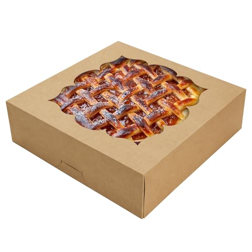 NPLUX 30 Pack Halloween Bakery Boxes,10x10x3inch Pie Boxes for Farm Markets - color: Brown