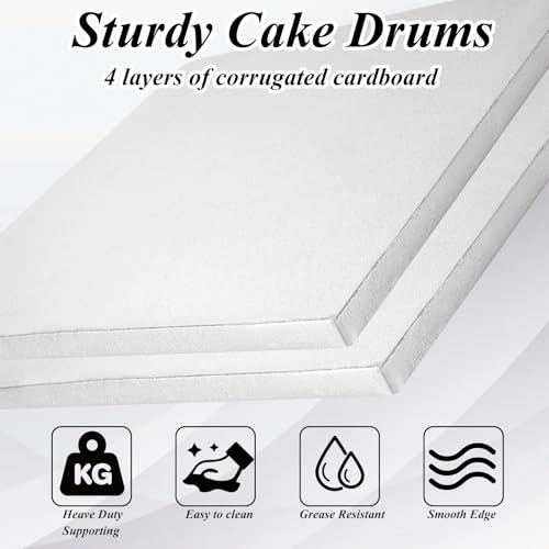 10 PCS Square Cake Drum 12 Inch Square Cake Board 1/2 Inch Thick Silver Cake Drum for DIY, Decorating, Baking Supplies