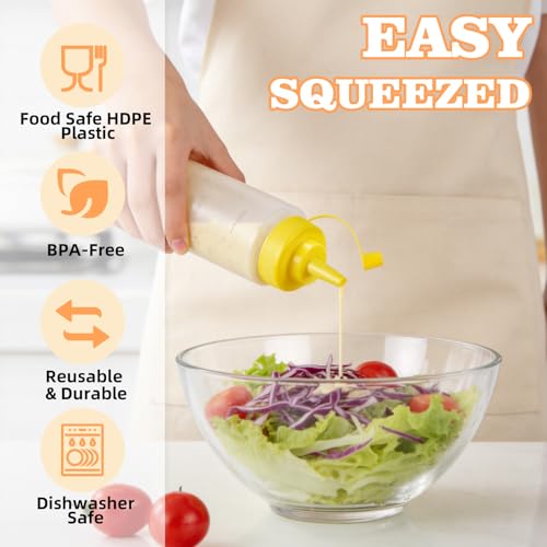 6 Pack 24 oz Condiment Squeeze Bottles, Wide Mouth & Leak Proof - size: 24 Ounces (Pack of 6)