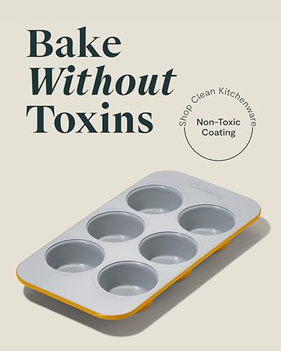 Caraway Non-Stick Ceramic-Coated 6-Cup Muffin Pan - color: Marigold, size: Muffin Pan (6 Cup)