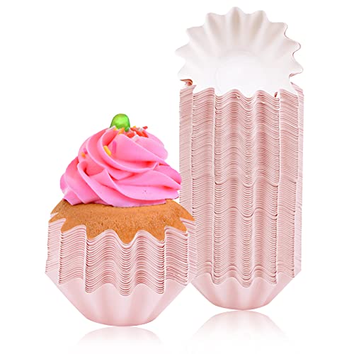 100 PCS Baking Cups Cupcake Liner Flared Brioche Muffin Wrappers (Pink) - color: Pink, size: 100pcs